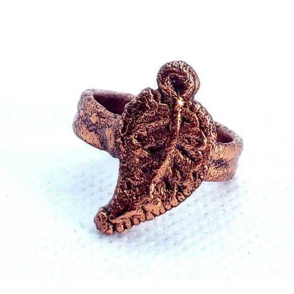 Copper leaf ring size 6.5 - Picture 6 of 12